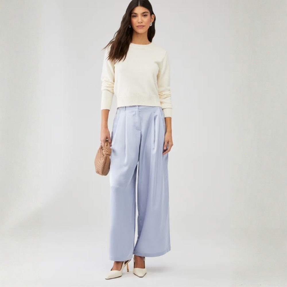 Cami NYC Clark Wide Leg Pant Periwinkle Blue Satin Wide Leg Trousers XS NWT